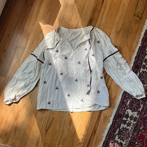 NWOT Lucky Brand Cotton/Linen Peasant Top